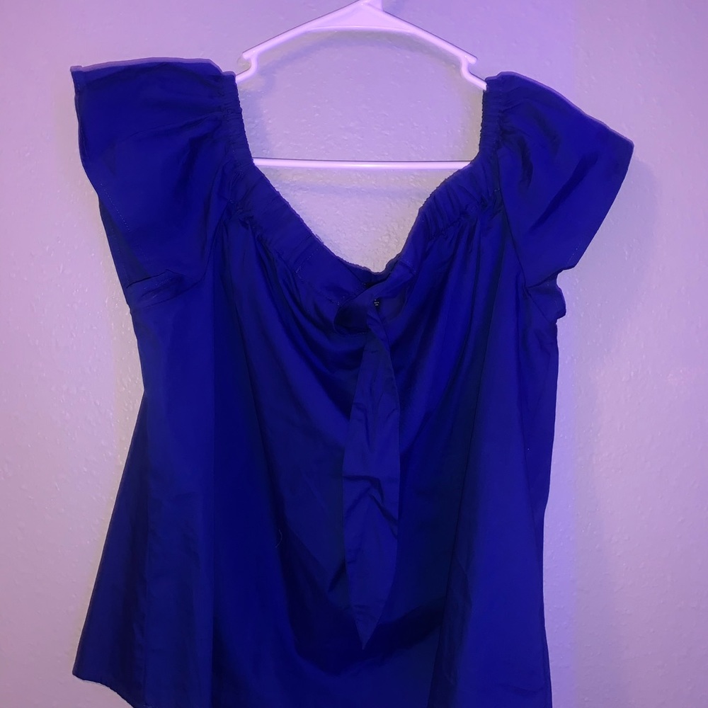 Blue off the shoulder blouse